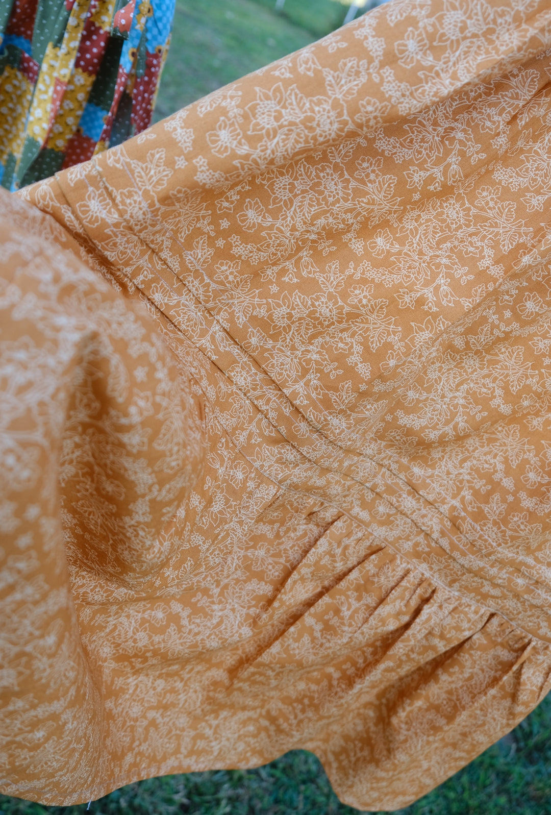 M-2XL Harvest Skirt | Pumpkin Flowers 100% Cotton