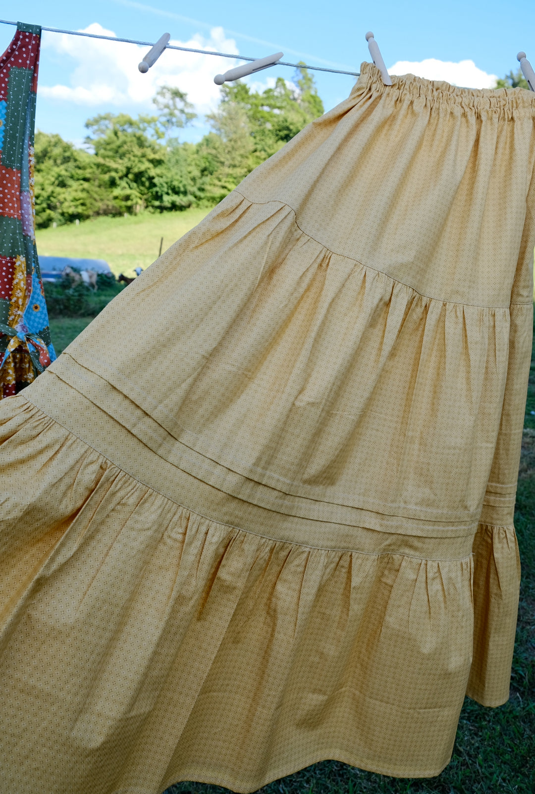 M-2XL Harvest Skirt | Golden Calico 100% Cotton