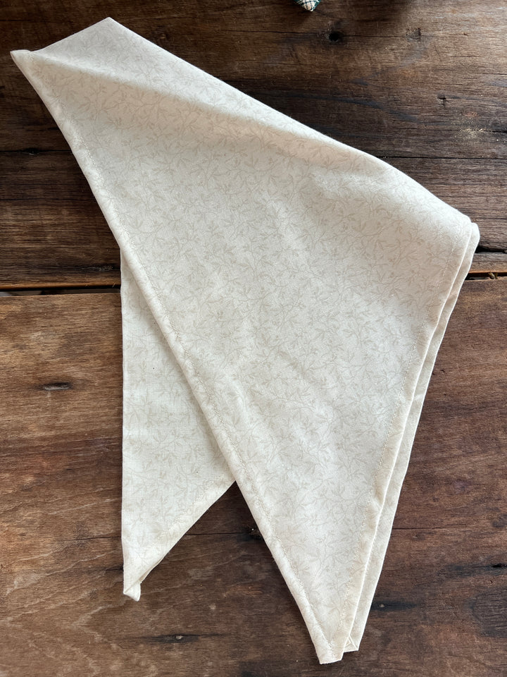 Triangle Headcovering | Beige Vines Calico | 100% Cotton