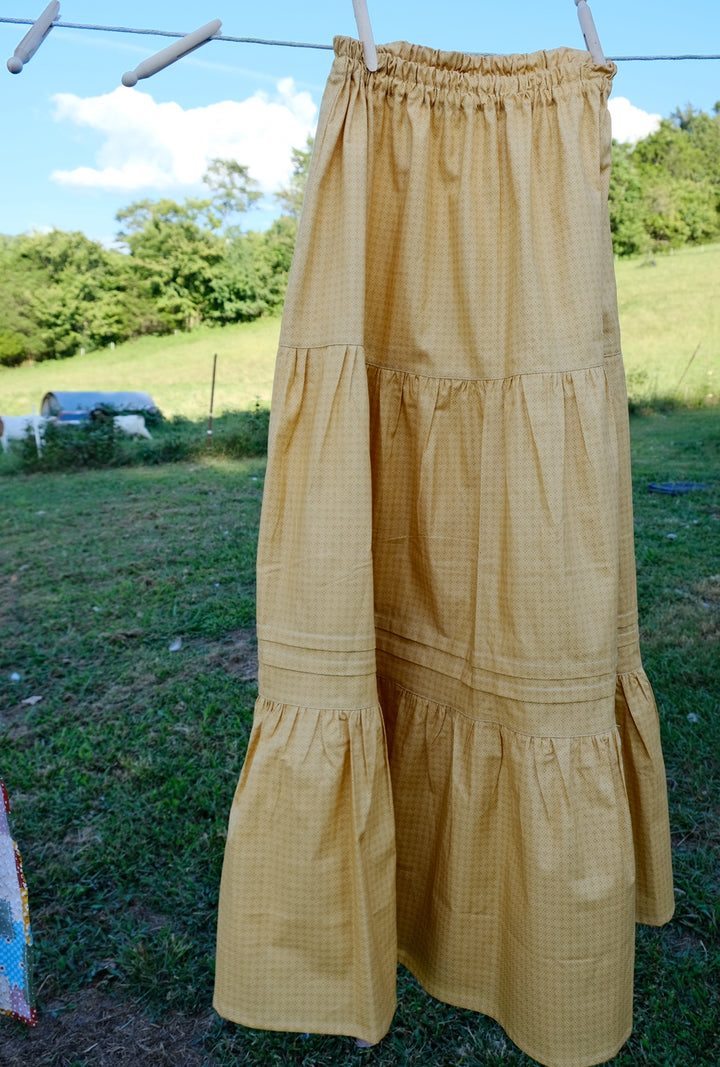 M-2XL Harvest Skirt | Golden Calico 100% Cotton