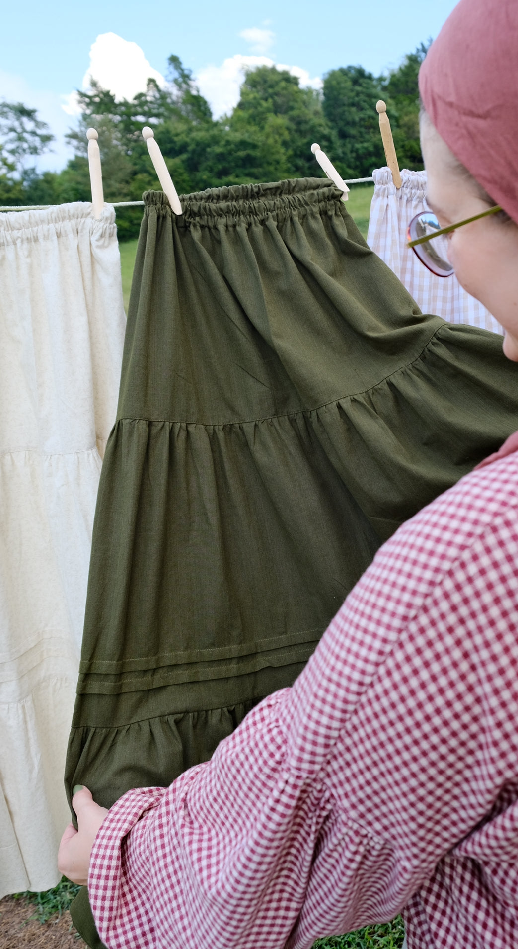M-2XL Harvest Skirt | Green 100% Cotton